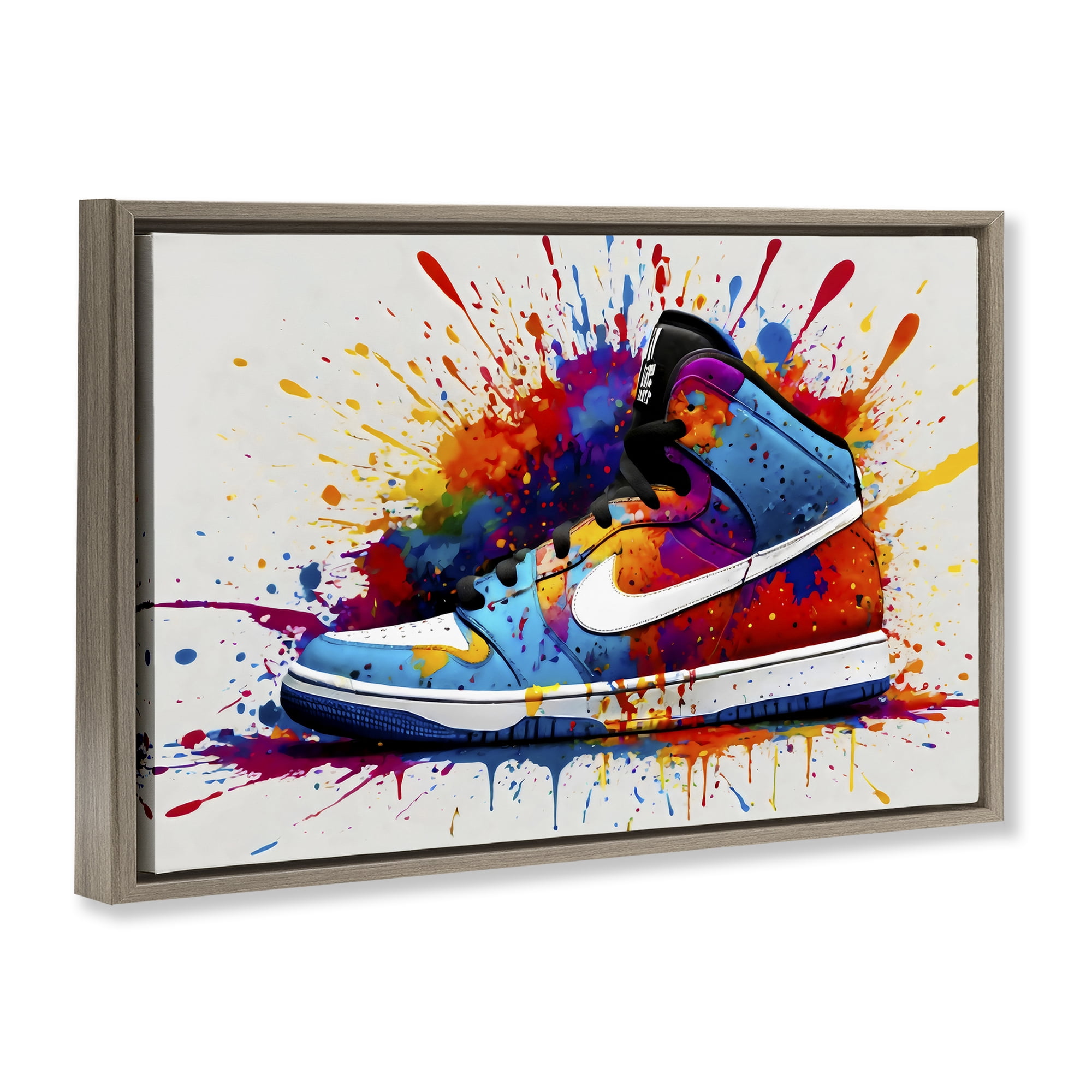 Stupell Industries Centric Sneaker Splash Brown Framed Floater Canvas Wall Art, design by Creative Studio