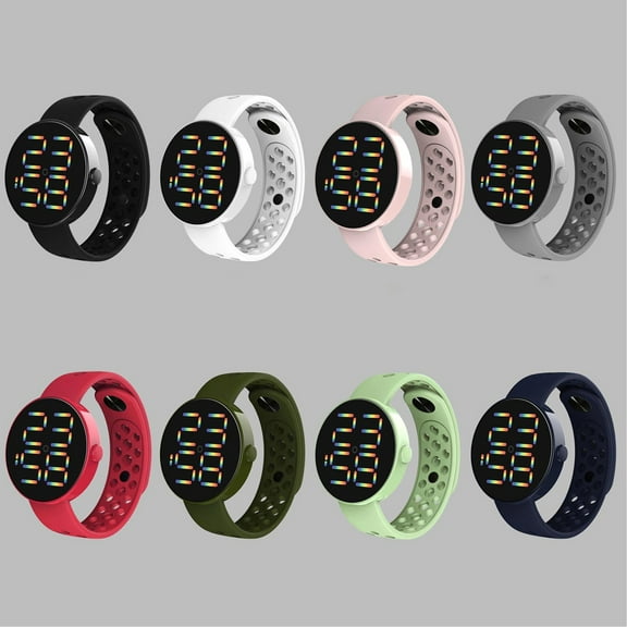 Joernso Electronic Watch Luminous Rainbow LED Digital Display Women Men Sports Wrist Watch Gift for Daily Wear