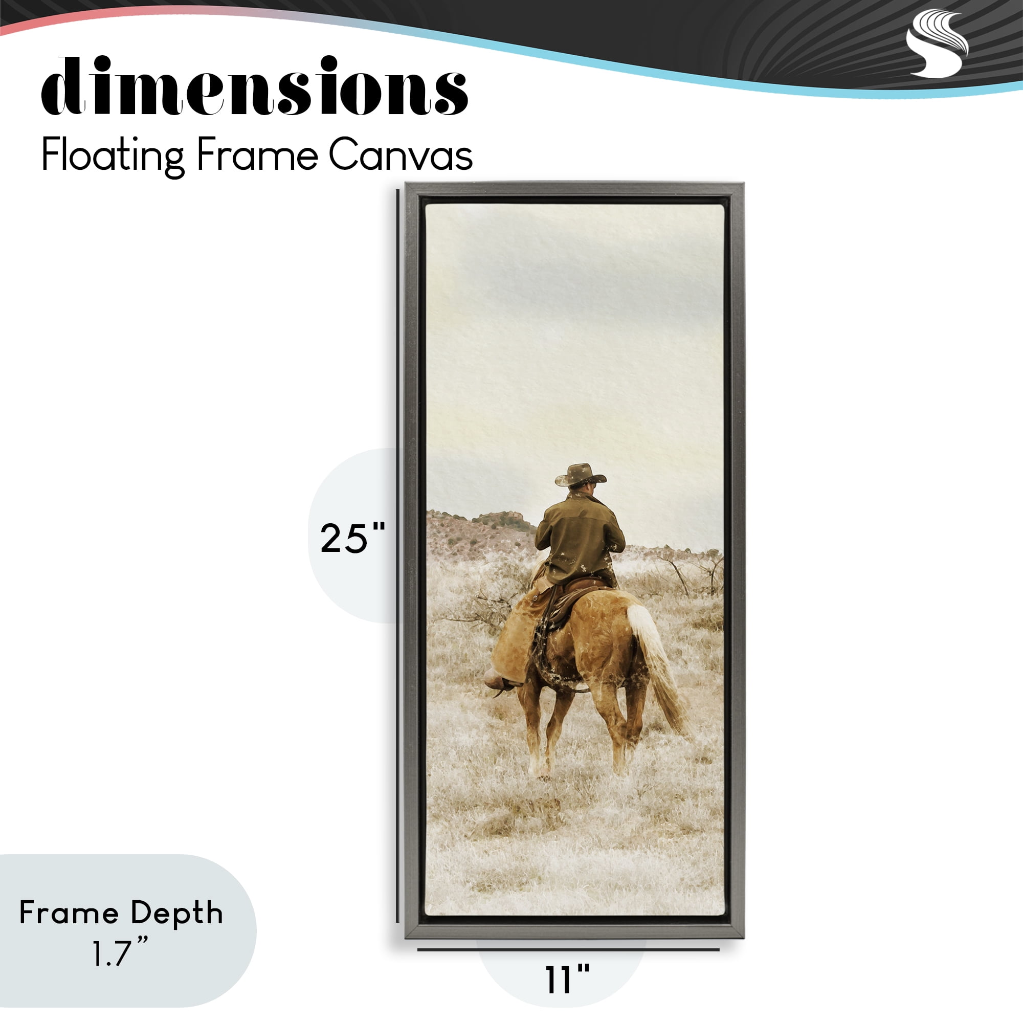 Stupell Industries Wild Wrangling Cowboy Gray Framed Floater Canvas Wall Art, design by Marcus Prime