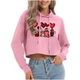 thumbnail image 2 of Mifsaly Valentines Crop Sweatshirt Women Heart Print Cropped Hoodie Girlfriend Gifts Long Sleeve Hooded Pullover Tops Funny Festival Loose Blouse Girls Going Out Spring Loungewear XXL, 2 of 7