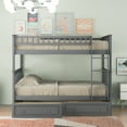 thumbnail image 4 of Euroco Pine Wood Bunk Bed With Storage, Full-Over-Full for Kids Teens, Grey, 4 of 14