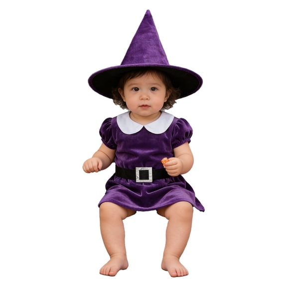 BOOMNY Halloween Toddler Baby Girls Witch Dress Up Funny Hallowmas Party Outfits Sets Playful Stage Performance Clothes Set