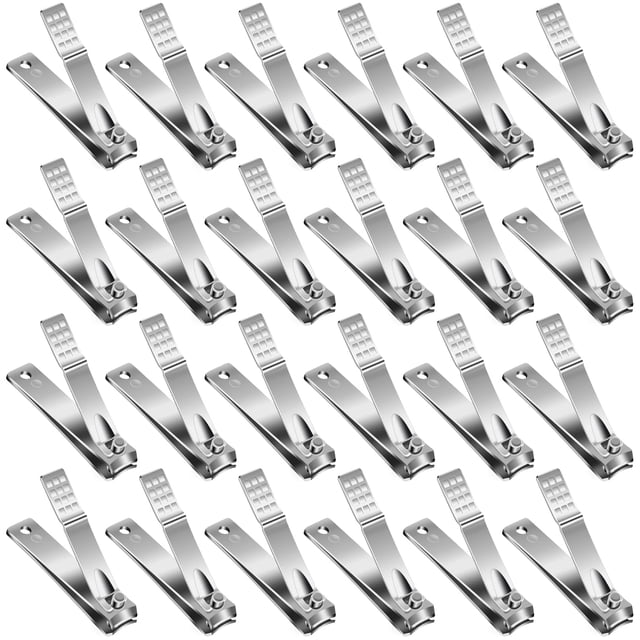 Juego de cortaúñas, paquete de 24 cortaúñas de acero inoxidable, cortaúñas plateado a granel, cortaúñas ultraafiladas y resistentes, cortaúñas y cortaúñas para mujeres y hombres (24 piezas-plata)