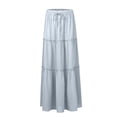 thumbnail image 5 of Kixjoy Womens Maxi Skirt Elastic High Waisted Maxi Skirt Lounge Drawstring A-Line Tiered Skirt Vacation Basic Cozy Fashion Skirts for Women, Sky Blue XL, 5 of 7