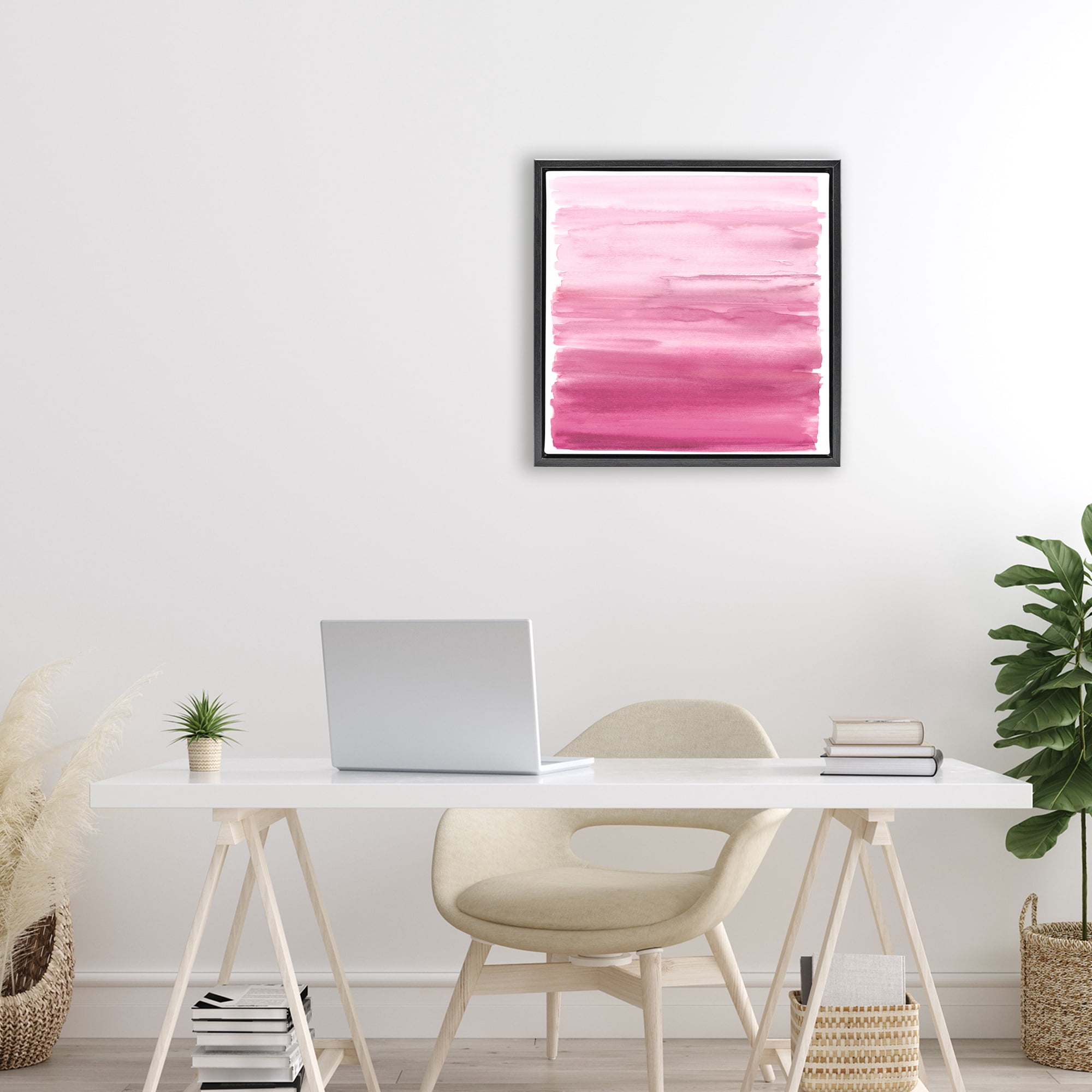Stupell Industries Gradient Pink Blush Black Framed Floater Canvas Wall Art, design by Allie Corbin