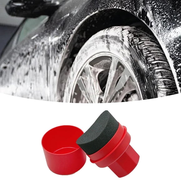 Car Wheel Polishing Waxing Curved Tire Sponge Brush With Cover Tire Clean