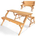 thumbnail image 1 of Table de Pique-Nique Transformable Interchangeable 2-en-1 Ensemble Table et Banc en Bois, 1 of 6
