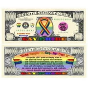 Set of 10 Novelty Gay Pride Million Dollar Bills