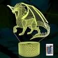 thumbnail image 3 of YSITIAN 3D Dragon Lamp Night Light 3D Illusion lamp 16 Colors Changing with Remote --- Dragon A YT-14754, 3 of 6