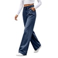 thumbnail image 5 of ClodeEU Women's Elastic Waist Wide Leg Jeans,Casual Loose Denim Pants with Pockets ,Women's S-XXL, 5 of 8