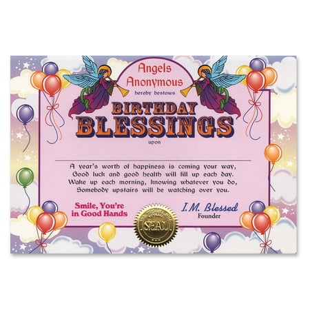6 Pack Bulk Birthday Blessings Certificate