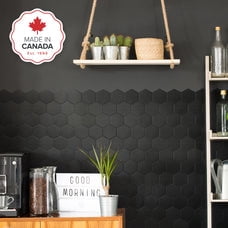 Smart Tiles Peel and Stick Backsplash, 5 Adhesive Tiles, Hexa Black, 9.57"x10.62"