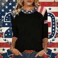 thumbnail image 2 of MEICHEN Ladies' American 250th Anniversary Patchwork Print 3/4 Sleeve 3/4 Sleeved Top Summer T Shirts for Women, 2 of 5
