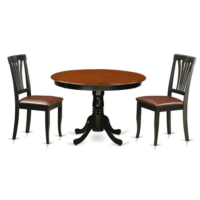 Table 2 Chairs With Faux Leather, Small Round Kitchen Table And 2 Chairs
