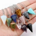 thumbnail image 2 of HOOUN Natural Gemstone Crystal Quartz Healing Pendulum Pendant Chakra Chain Necklace-10#lapis lazuli, 2 of 6
