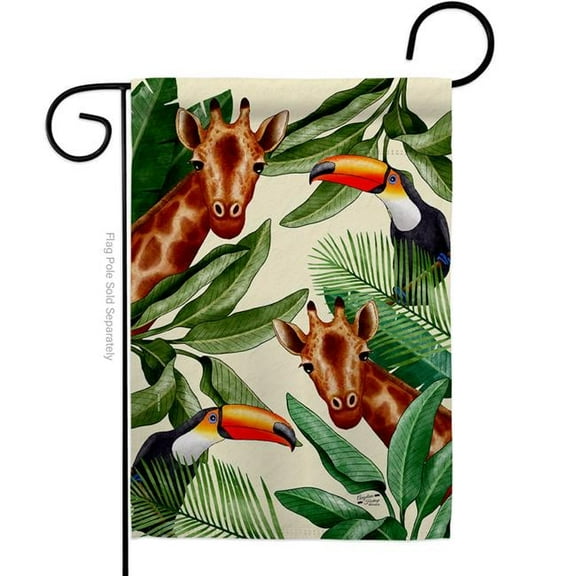 Angeleno Heritage G135579-BO Giraffe Toucan Animals Wildlife 13 x 18.5 in. Double-Sided Decorative Vertical Garden Flags for House Decoration Banner Yard Gift