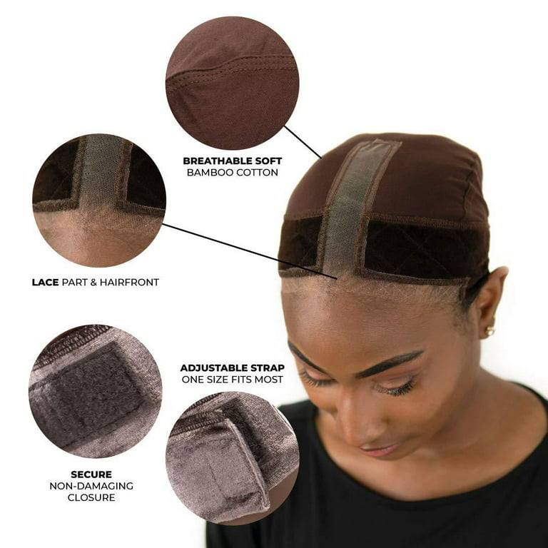 Milano Collection Adult Women's Lace GripCap Wig Grip Band with Wig Cap,  Solid Print, Chocolate Brown, 1 Pack 