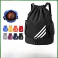 thumbnail image 4 of Bolsa de baloncesto, bolsa deportiva, mochila para natación, fitness, yoga, paquete de bolsillo, seca y húmeda, con cordón separado, mochila escolar para viajes al aire libre, 4 of 6