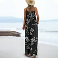 thumbnail image 4 of Joau Summer Jumpsuits for Women Casual Spaghetti Strap Sleeveless Wide Leg Long Pant Rompers Vintage Print Boho Overalls Beach Vacation Outfits with Pockets S-3XL, 4 of 6