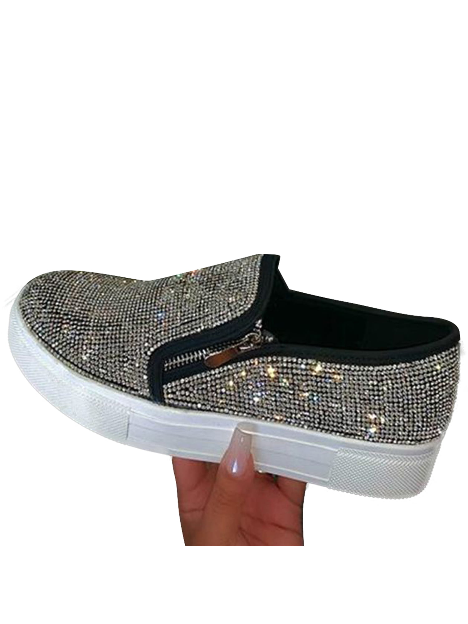 Mens Slip On Shoes Sparkle Shoe Round Toe Casual Mens Loafer UK SIZE 7.5-12