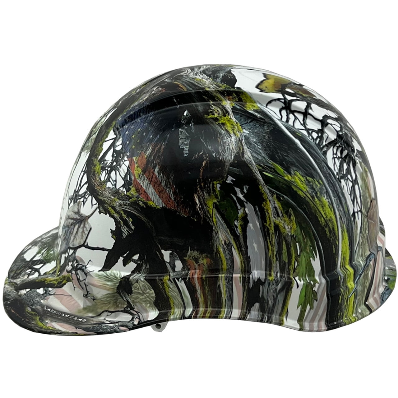American Flag Camo Hydro Dipped Hard Hats Cap Style with 4 Pt Suspension
