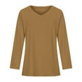 thumbnail image 5 of gakvbuo Fall Women Casual Solid Long Sleeve Shoulder Drop V-Neck T-Shirt Blouse, 5 of 5