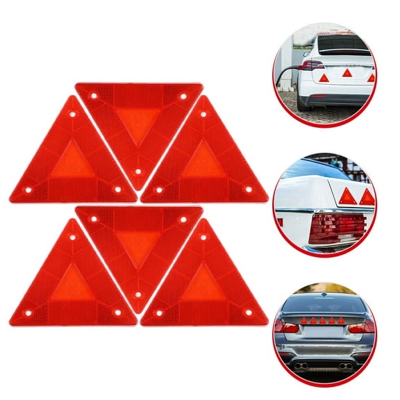 Worgeous  6 Pcs Triangular Reflector Vehicle Triangle Reflectors Student Red