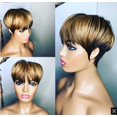 thumbnail image 1 of Peluca de moda europea y americana para mujer, cabello corto, flequillo inclinado y esponjoso, cabello corto y liso, mezcla de botones dorados y malla, 1 of 1