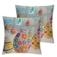 thumbnail image 2 of Nawypu Easter Throw Pillow Covers Cartoon Easter Bunny Eggs Decorative Pillowcase Pillow Cushion Case for Living Room Sofa Couch Set of 2, White Blue Pink White, 2 of 6