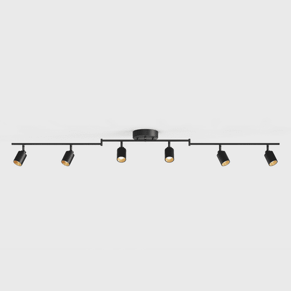 Shura Black 6-Light Swivel Track Light with Rotatable Heads, Integrated LED, 3000K, 5 ft.