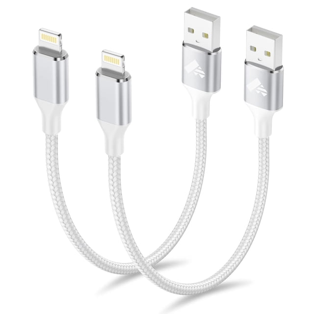 Cable de carga corto Aioneus para iPhone, 1 pie, 2 unidades, trenzado de nailon