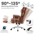 thumbnail image 5 of edx Executive Home Office Desk Chair, Ergonomic Big Tall High Back with Footrest & Lumbar Support, Reclining Comfy PU Leather Computer Gaming Chair with Swivel Wheels, Height Adjustable, Brown, 5 of 9