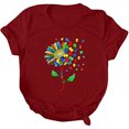 thumbnail image 4 of Pompotops Femmes Chemise à Manches Courtes Tee Tops Casual Manches Courtes Tops Blouse, 4 of 5