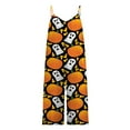 thumbnail image 3 of Halloween Womens Pumpkin Bat Print Overalls Loose Playsuit Loungewear Rompers Jumpsuit with Pockets, 3 of 5