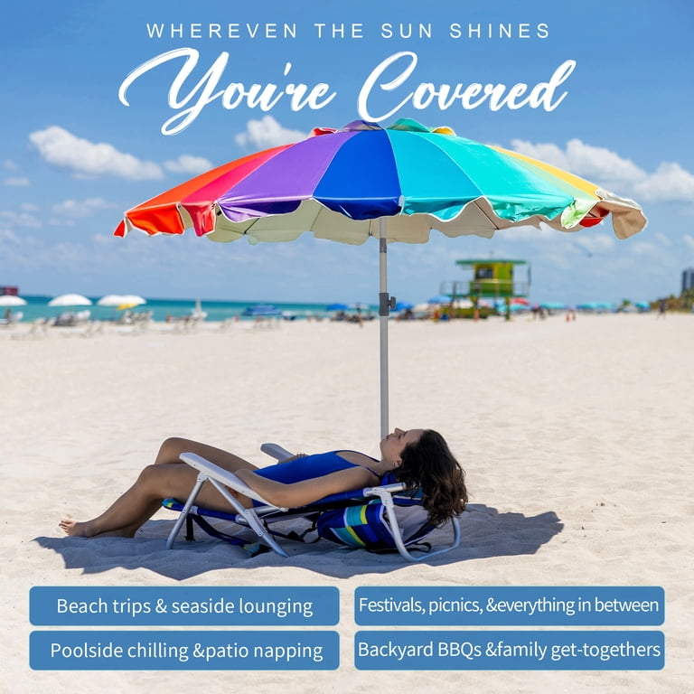 Ammsun 7.5 Ft Heavy Duty Beach Umbrella, Rainbow photo 8