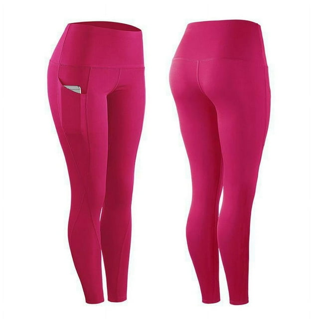 Pantalon Legging Haute Élasticité Femme Uni Extensible Compression Tenue de Sport Décontractée Yoga Jogging Leggings Pantalons avec Poche