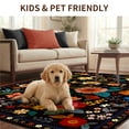 thumbnail image 3 of KoshiMe 5'x7' Floral Area Rug, Machine Washable Non-Slip Soft Low Pile Stain-Resistant Boho Flower Indoor Rug for Living Room Bedroom Dining Room, Black, 3 of 9