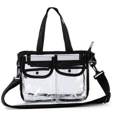 CoreLife Clear Tote Bag, Small Stadium Approved Travel Bag with Zipper & Button Pockets and ...