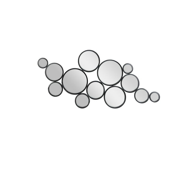 DecMode Contemporary Metal Bubble Cluster Inspired Wall Mirror, 24"W x 52"H with Black Frame Matte Finish