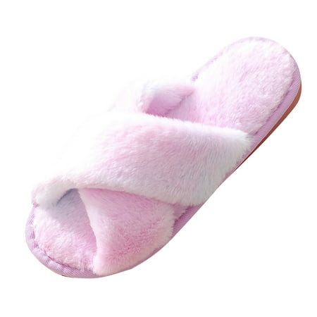 

Ochine Women Plush House Slippers Fleece Open Toe Anti-Skid Fashion Tie Dye Print Furry Sandles Soft Comfy Fuzzy Furry Warm Slip On Slides Scuff for Home Bedroom Spa Indoor Outdoor Size 5-7