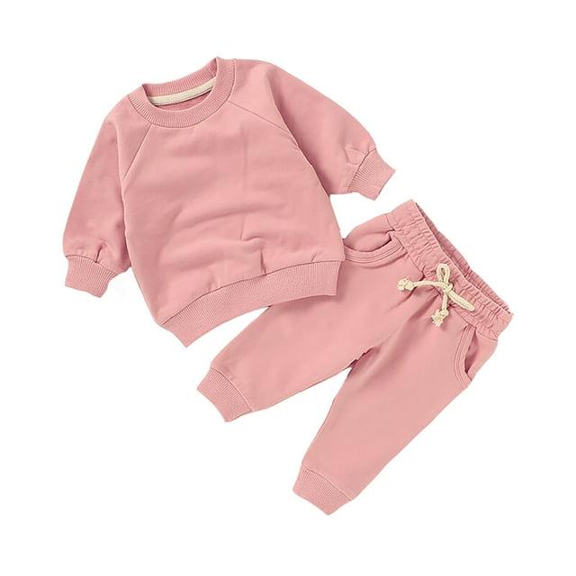 EDFBUYKRS Ensemble Décontracté pour Enfants à Manches Longues et Col Rond, Couleur Unie