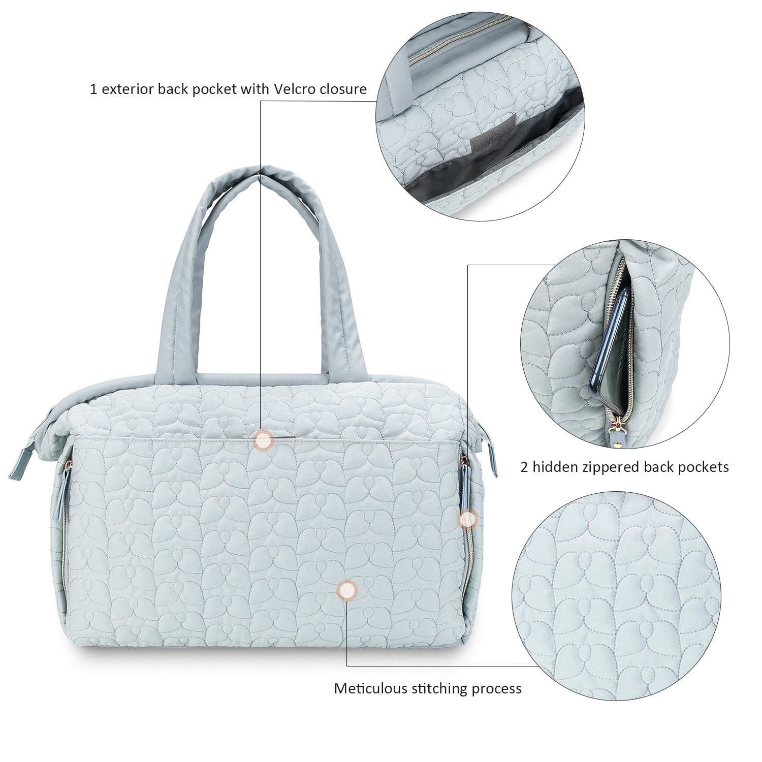 Sunyuer Diaper Bag Tote, Quilted Mommy Bag Function Large Capacity Maternity Bag with Shoulder Strap Wet Pocket