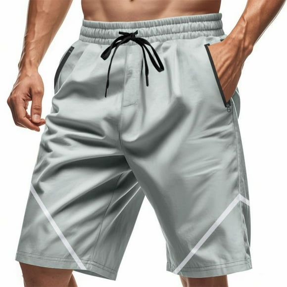 pstuiky Hombres bajos, Pantalones cortos casuales de color liso para hombre, con bolsillos y cintura con cordones Pantalones cortos cargo