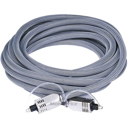 UPC: 0844660062714 | Monoprice Premium S/PDIF (Toslink) Digital Optical Audio Cable – Silver – 15 Feet | Heavy Duty Mesh Jacket  Metal Connector Heads  For Play Station  Xbox one  Home theater & More Gray