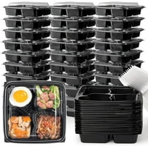 30 Pack (60-Pcs) Meal Prep Containers, 4 Compartment Bento Lunch Box with Lid, Disposable Plastic Food Storage To Go, 34oz Portion Control Take Out Box for Adult, Not Microwave Dishwasher Safe