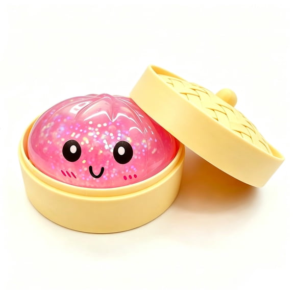Squishies Tansix dumpling rosa claro con glitter y caja