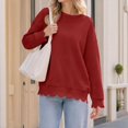 thumbnail image 6 of GILIGEGE Womens Oversized Crewneck Sweatshirts,Scalloped Casual Pullover,Long Sleeve, Comfort Soft Cute Sweater,Relaxed Loose Fit,Lightweight Loungewear,Athletic Daily 2026 Trendy Fall Outfits Wine S, 6 of 9