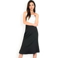 thumbnail image 6 of Women's Satin Midi Skirt With A-Line Silhouette And Elastic Waistband- Black,Small, 6 of 7