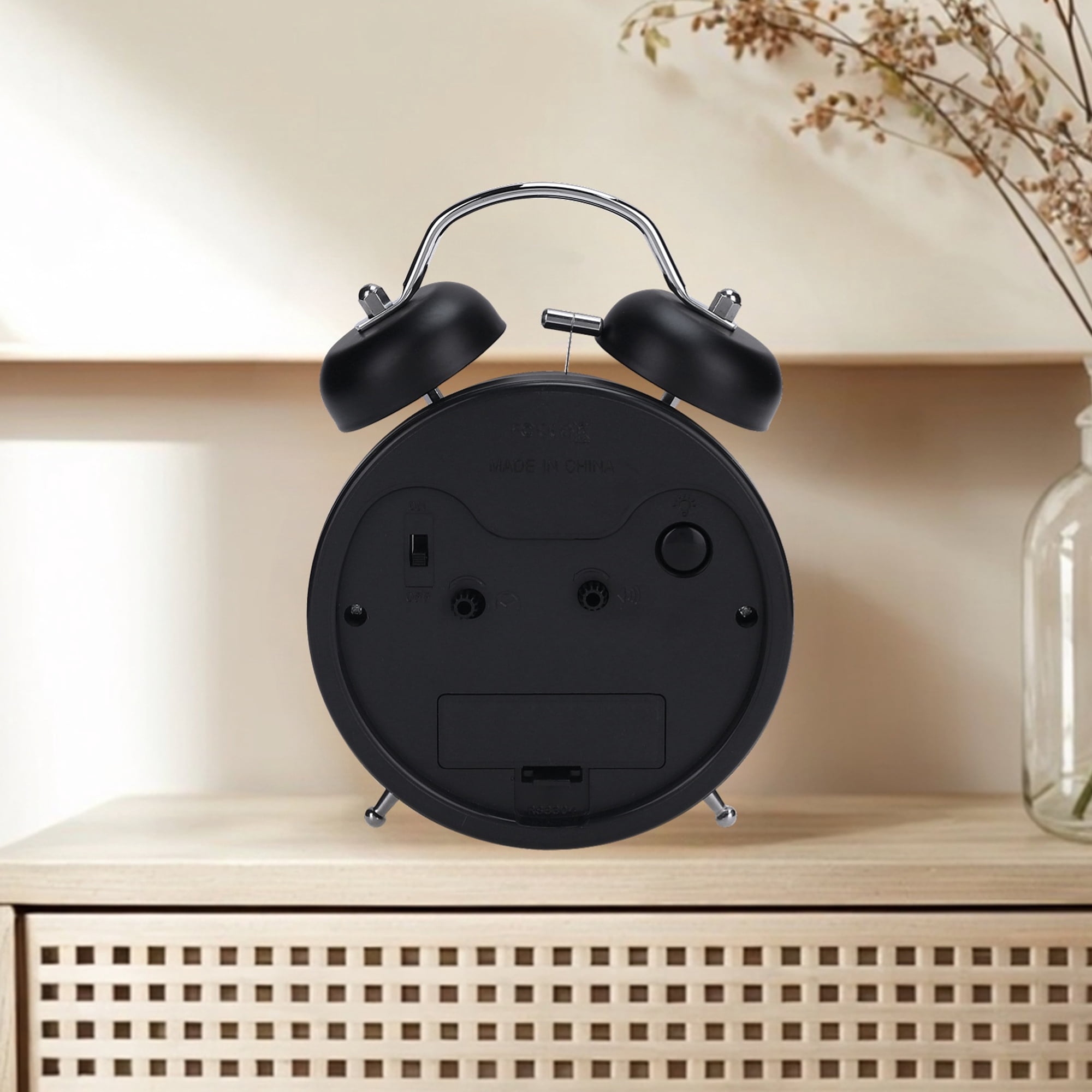 Unique Bargains Old Fashioned Loud Alarm Clock with Night Light Black
