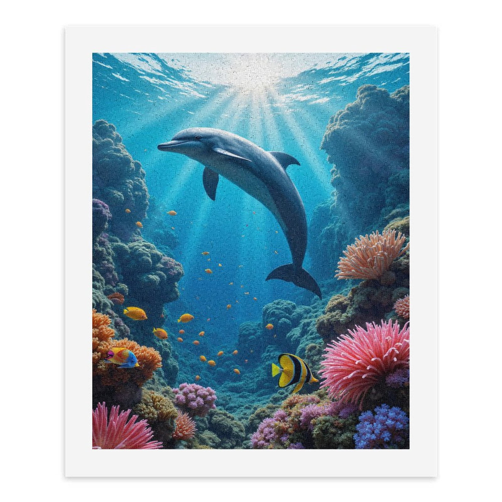 Paint by Numbers Kit for Adults, Ocean Dolphin Coral Reef Scene Paint by Numbers, Easy Paint by Numbers Kit for Adults Beginner, DIY Adult Paint by Number Kits on Canvas, Home Decor